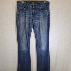 7 For All Mankind Bootcut Jeans Womens Size 29 Embellished Medallion Pocket Dark